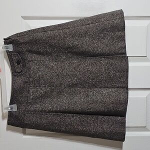 Ann Taylor Loft Tweed Wool Silk Blend Skirt Pleated Brown Lined Size 6